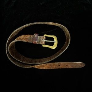 American Eagle Brown Worn Leather & Brass Belt